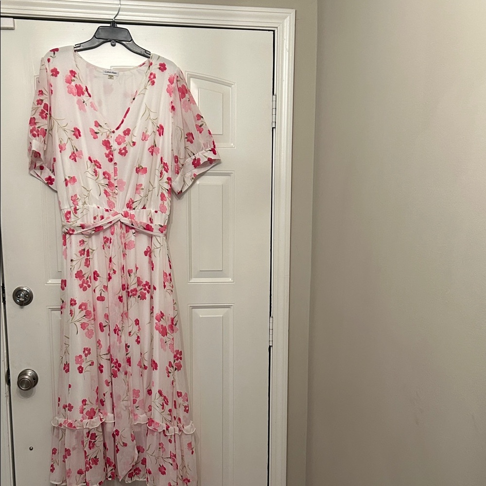 Calvin Klein Pink Floral High Low Dress Size 20W